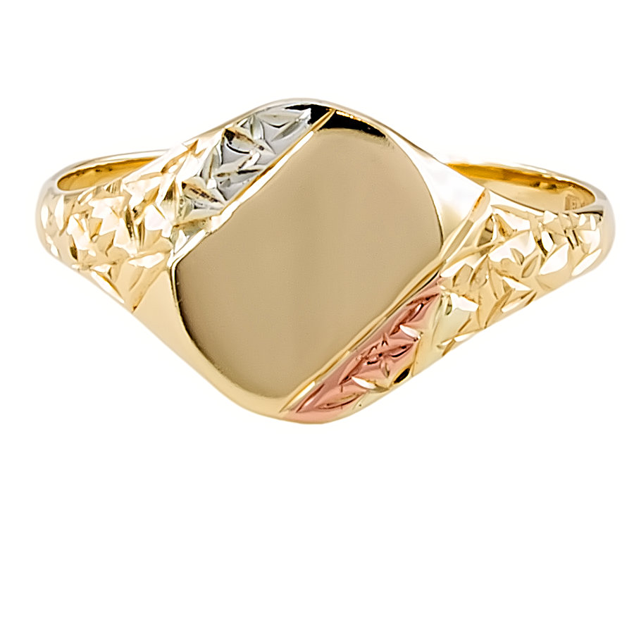 3 tone 9ct gold 2.7g Signet Ring size Z